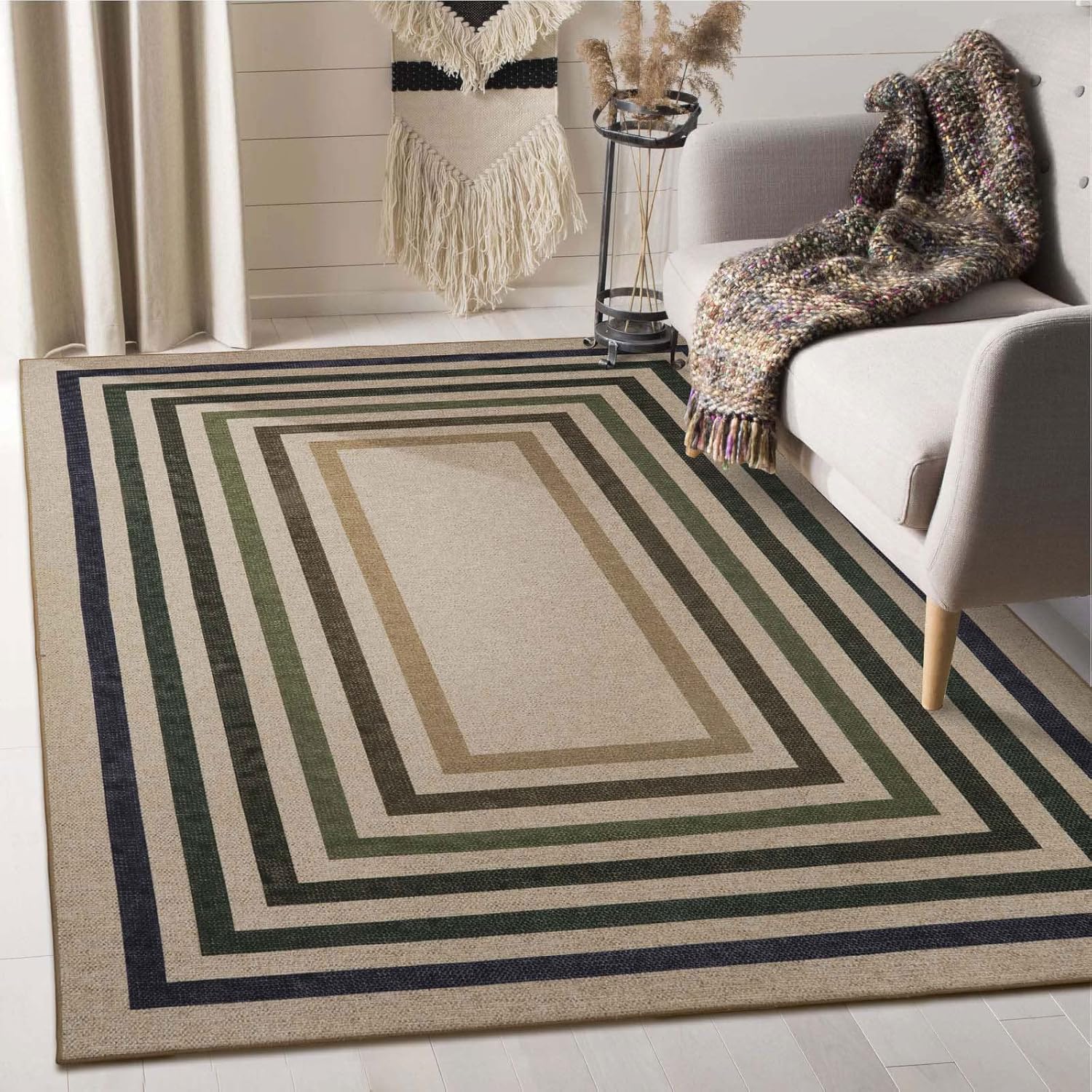 Lahome Modern Geometric Rug, Special Easy Washable Jute Rug, Innovative Large In...