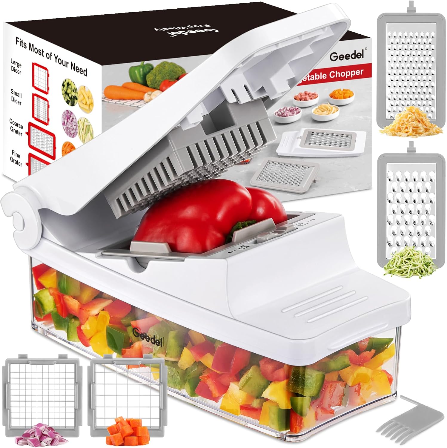 Geedel Vegetable Chopper, Onion Chopper Pro Food Chopper, Kitchen Vegetable Slic...