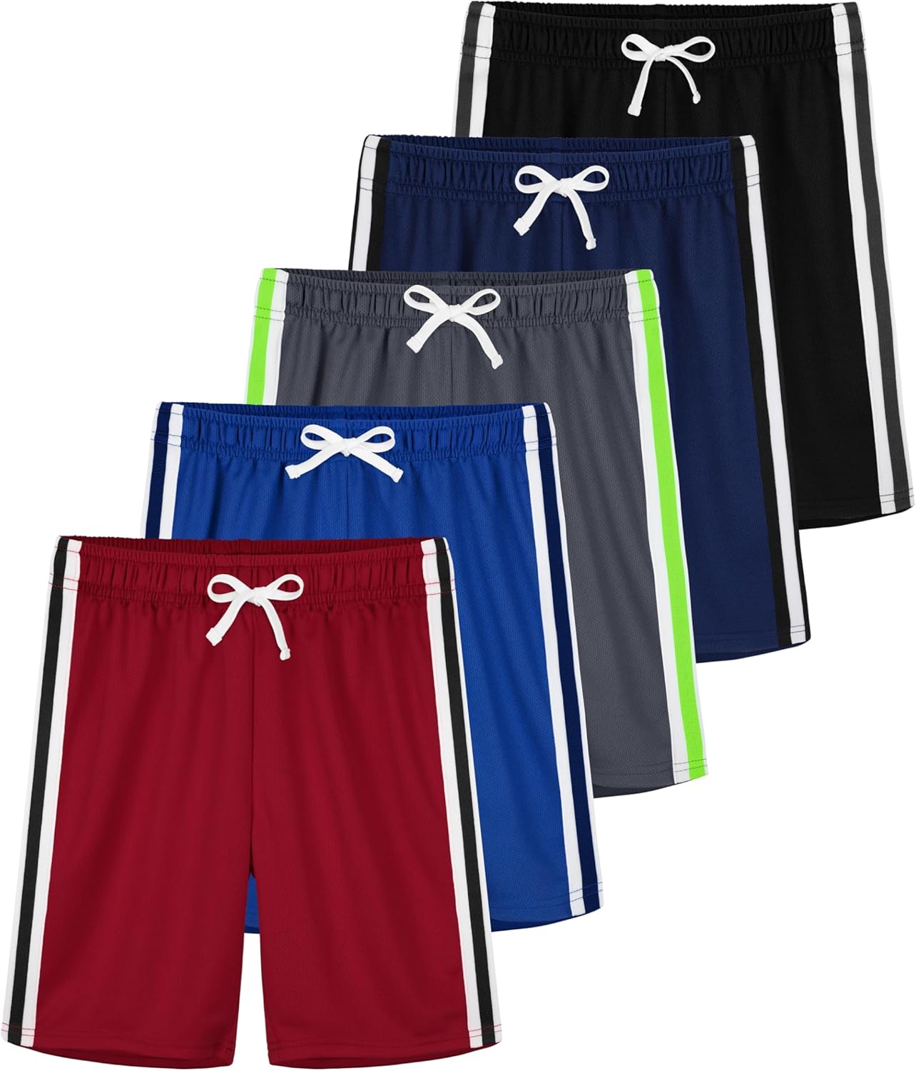 5 Pack Boys Shorts Boys Athletic Shorts Basketball Mesh Kids Soccer Gym Shorts C...