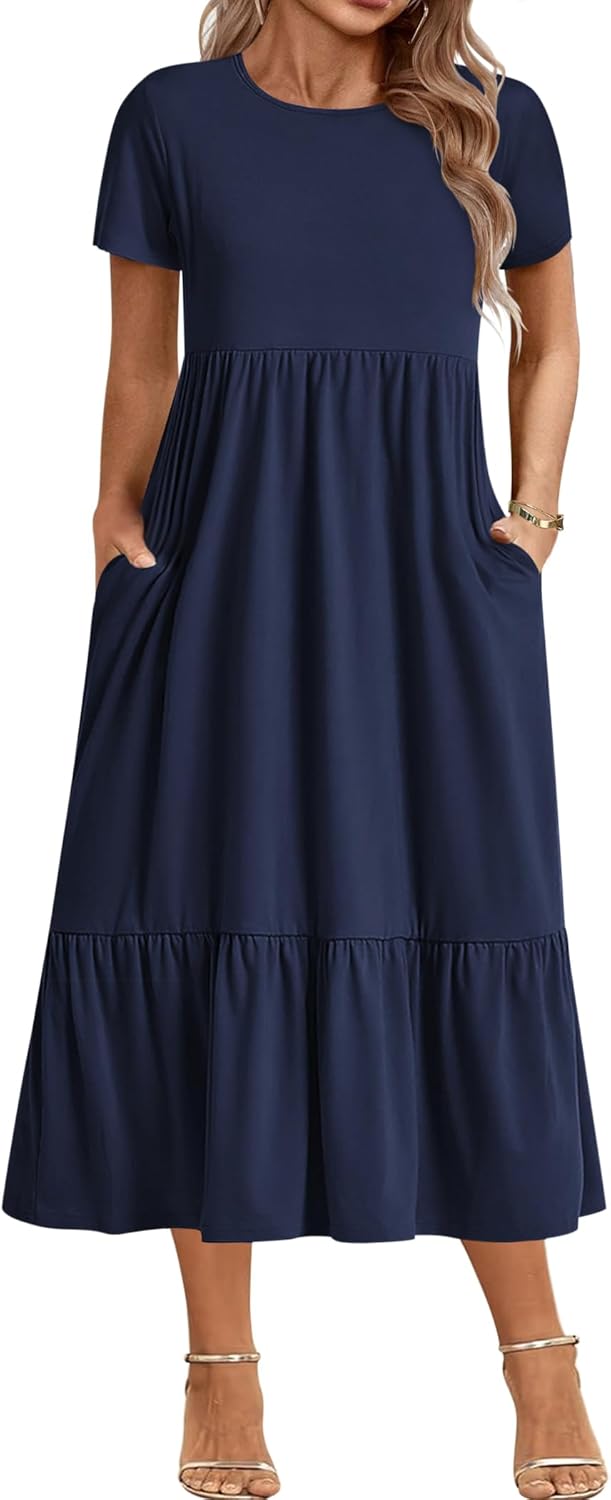 IN'VOLAND Women Plus Size Dress, Special Short Sleeve Dress for Casual Summer, U...