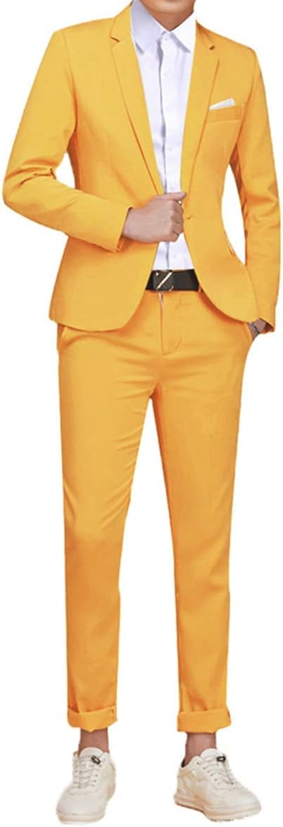 Cloudstyle Men’s Suit, Special Single-Breasted One Button Formal Suit with Cente...