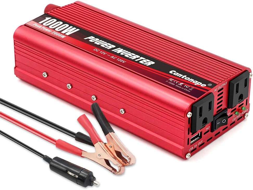 Special 1000W/2000W(Peak) DC 12V to 110V AC Power Inverter, Affordable Converter...