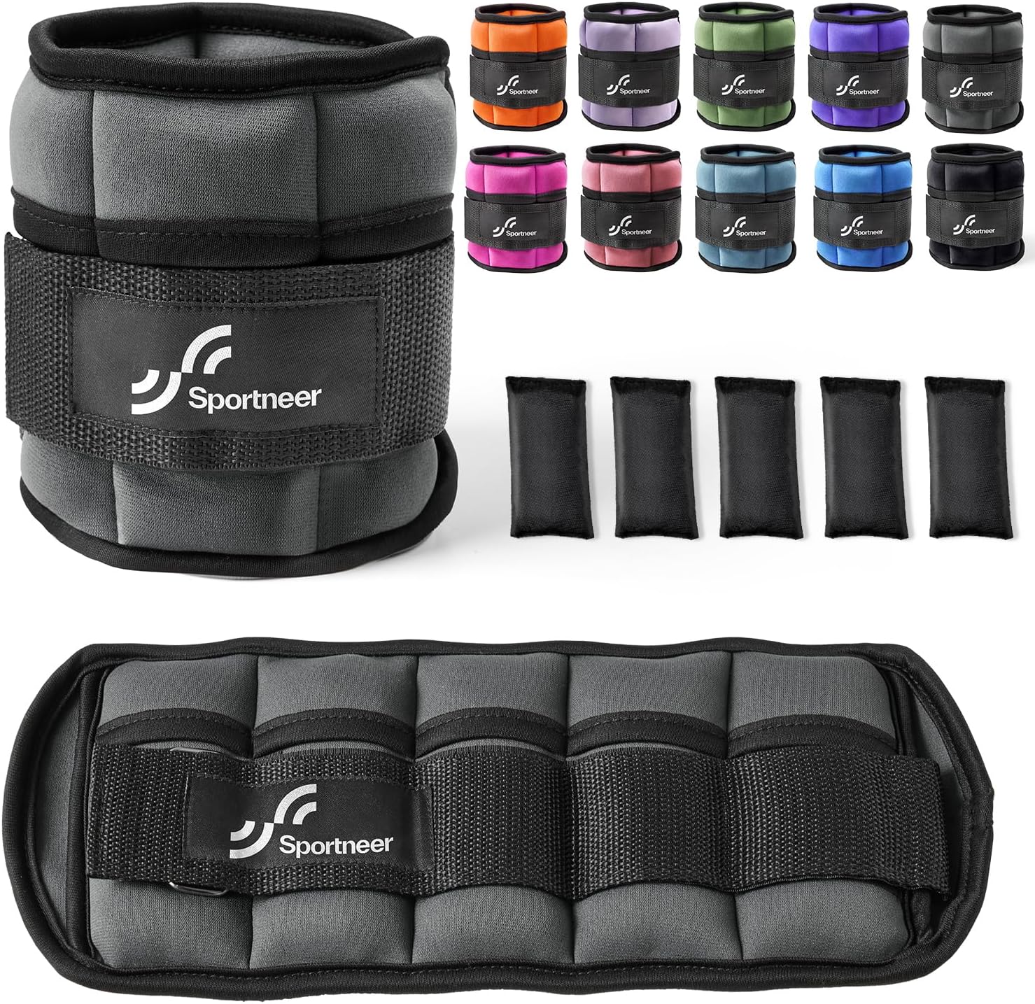 Sportneer Ankle Weights Adjustable Ankle Weights Set Wrist Strap 0.45kg - 2.25kg...