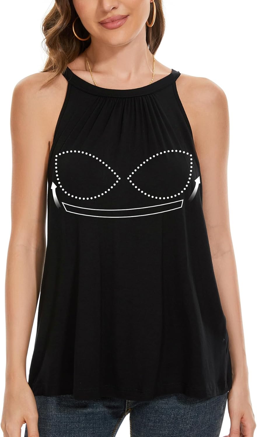 Halter Tank Top, Special Women’s Tank Top with Built-in Bra, Innovative Flowy Sl...