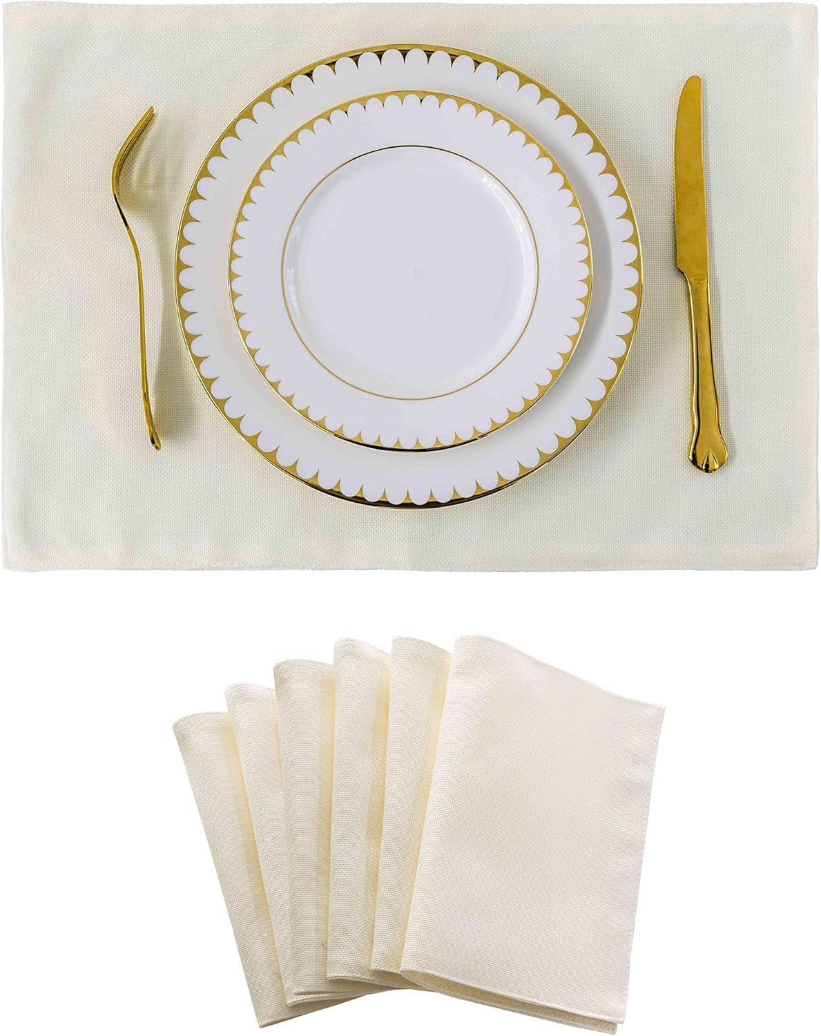 Home Brilliant Place Mats Indoor Set of 6 Cloth Place Mat Heat Resistant Dining...
