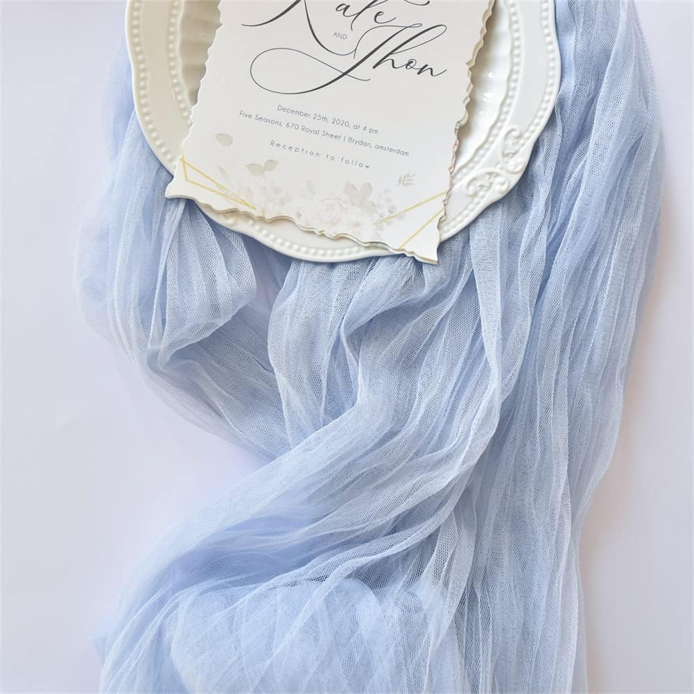 Joanlody Blue Cheesecloth, Special Table Runner with Rustic Gauze, Innovative Ch...