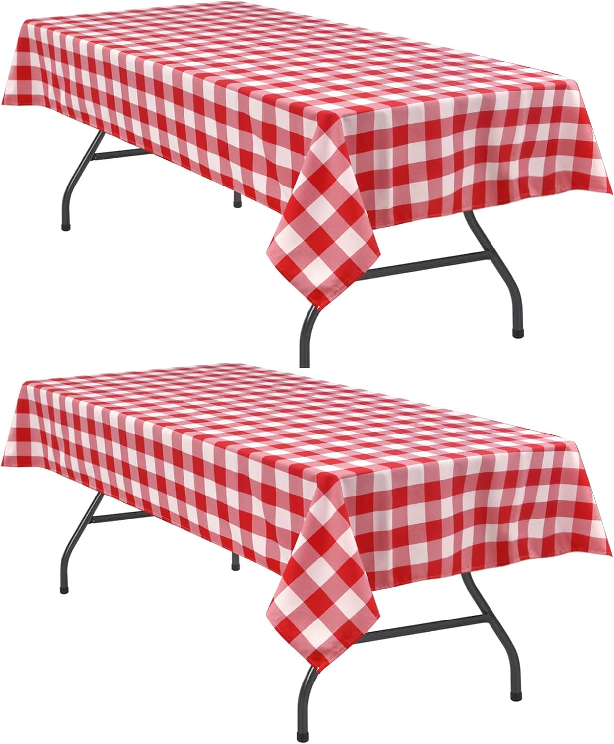 Hiasan Red and White Plaid Tablecloth Waterproof, 2 Pack, 54 x 108 inch - Buffal...