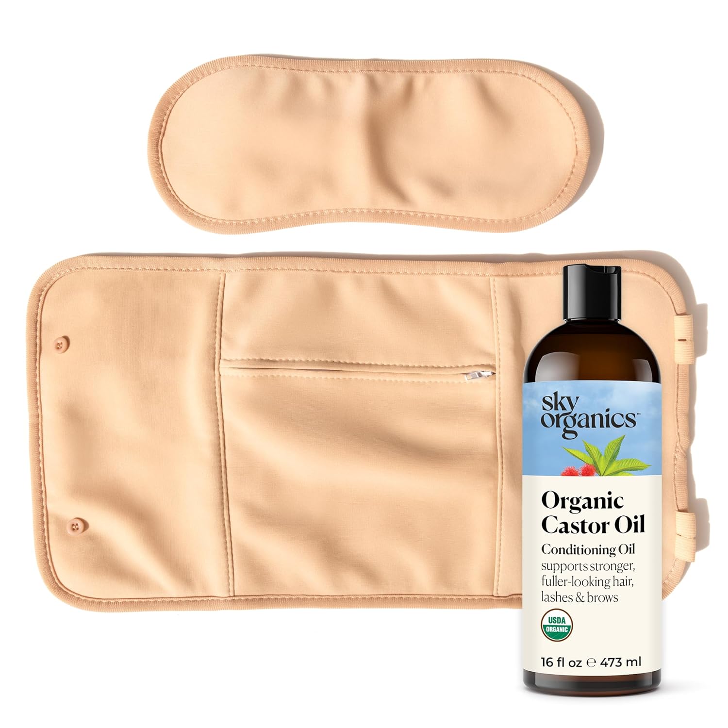 Sky Organics 16oz Castor Oil w/Wraps | Reusable Organic Castor Oil Pack | Adjust...