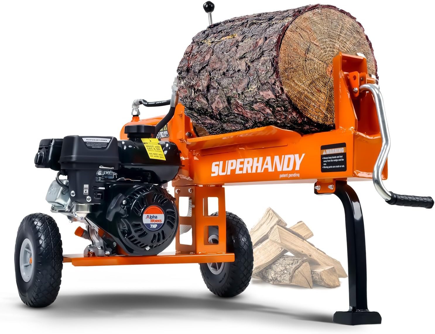 SuperHandy Log Splitter, 20 Ton, Gas Powered 7 HP Engine, Automatic Wood Splitti...