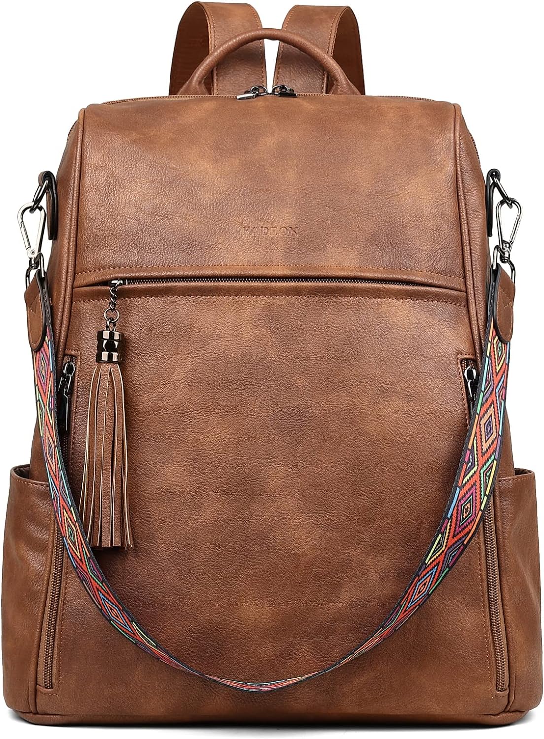 FADEON Laptop Backpack Purse for Women Large Designer PU Leather Laptop Bag, Lad...