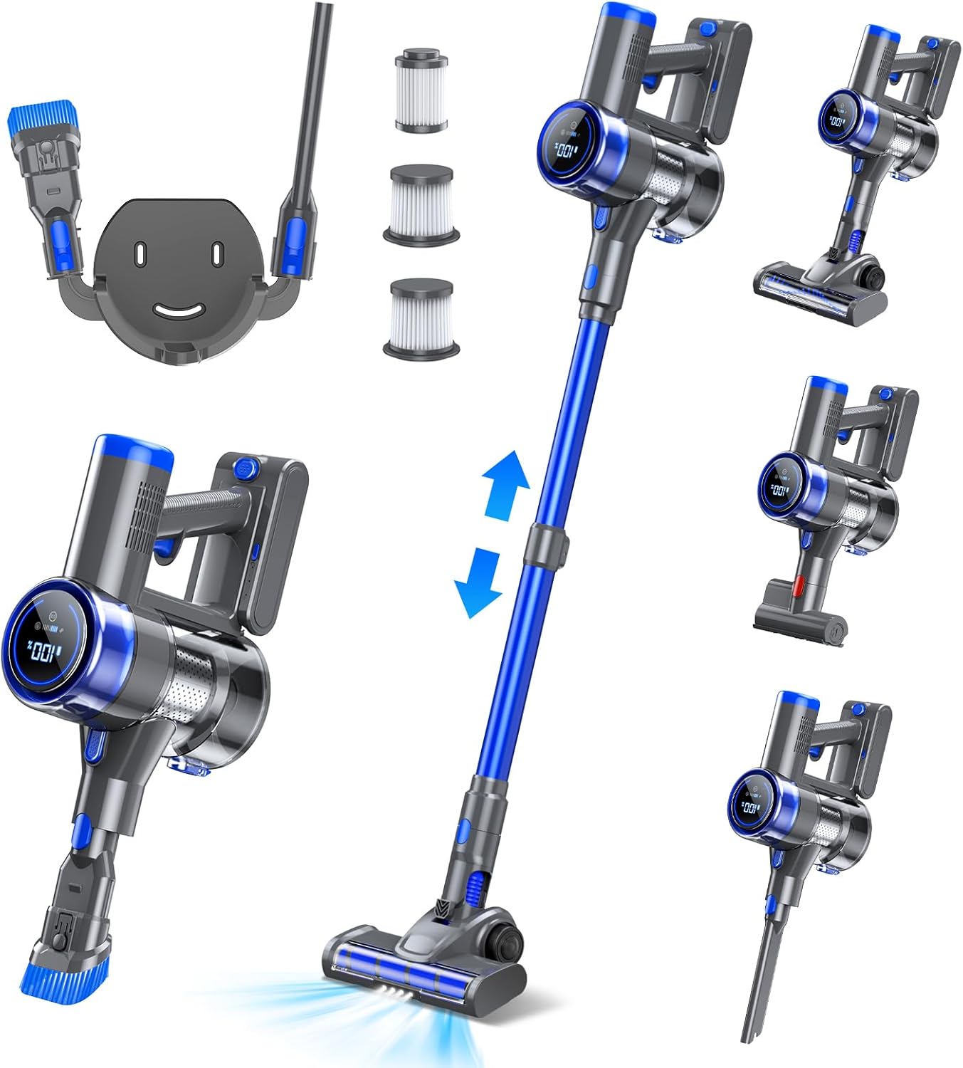 Cordless Vacuum Cleaner, 33Kpa/400W Stick Vacuum Cordless with 45 Mins Runtime,...