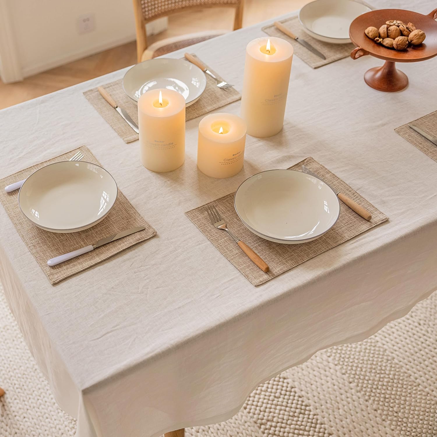 Home Brilliant Linen Place Mats, Special Heat Resistant Dining Table Place Mats...