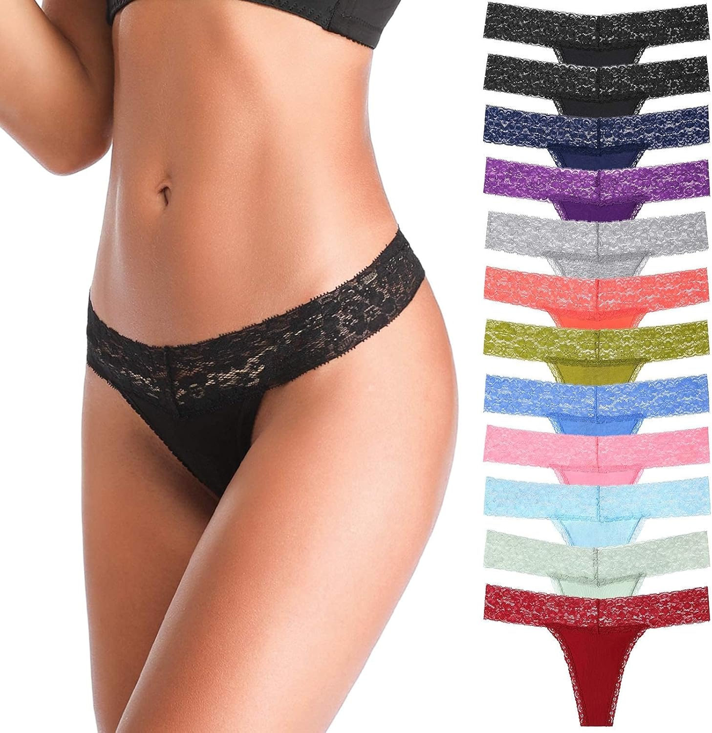 ANNYISON Women's Thongs, T Back Low Waist See Through Panties Cotton Seamless La...