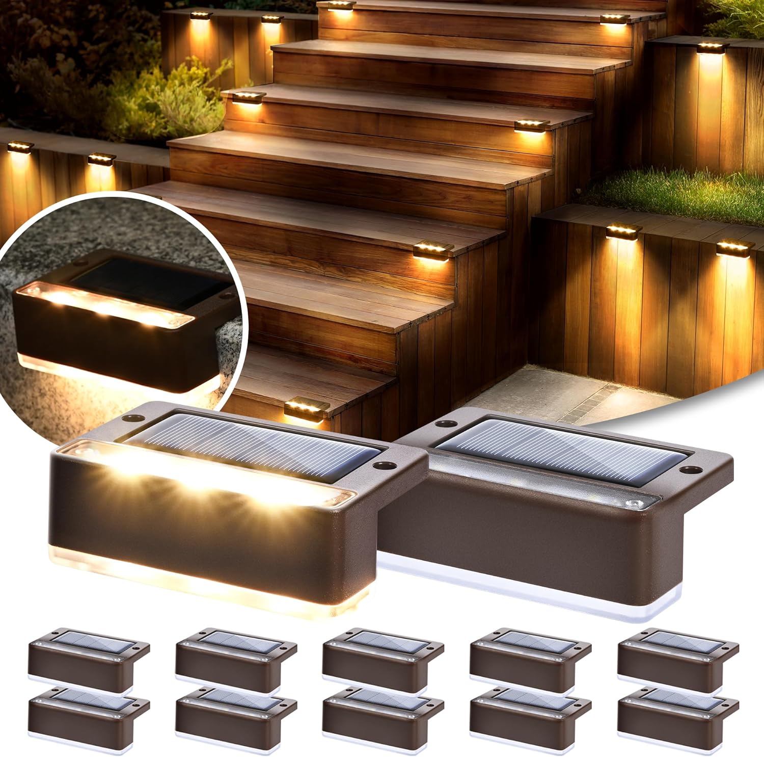 Solpex Solar Lights for Outdoor, 12 Pack Stair Light, Waterproof Solar Lights, L...