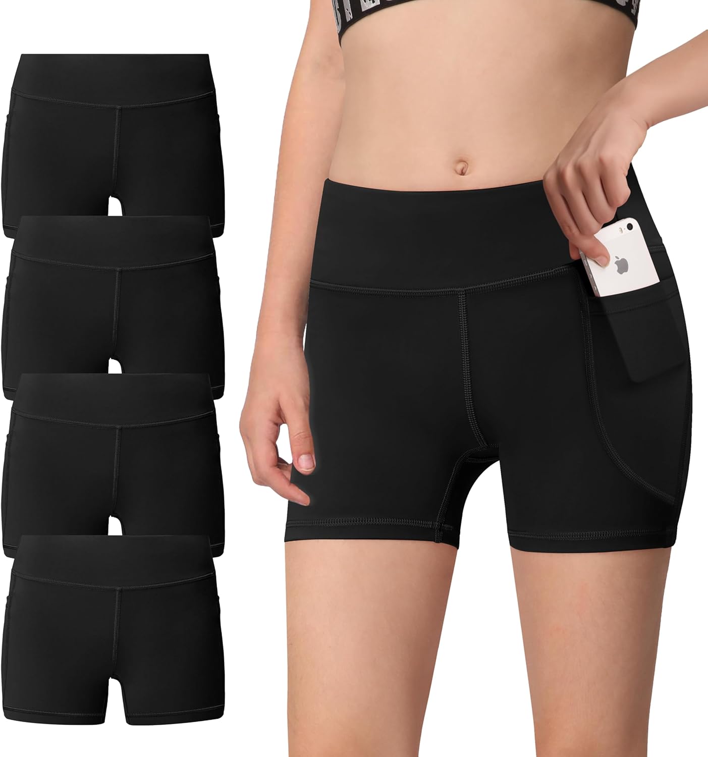 AENLLEY Girl Yoga Shorts for Workout Athletics with Pockets - Kid Bike Shorts (4...
