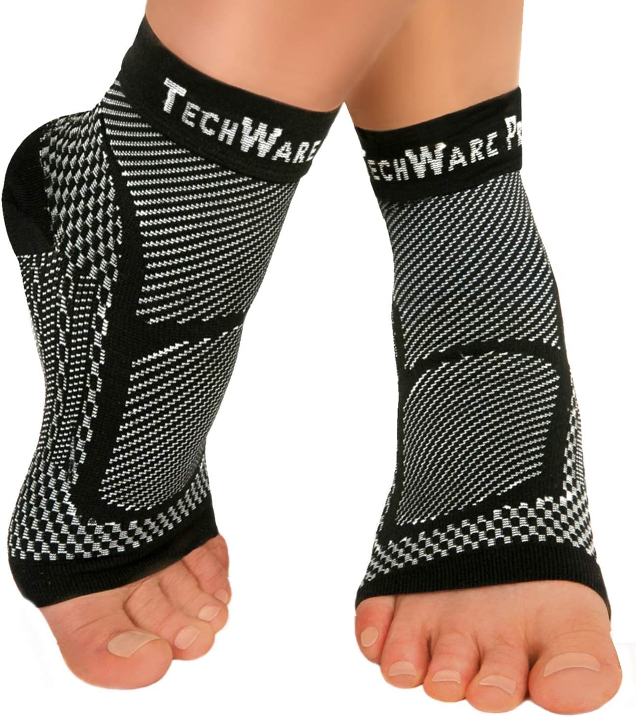 TechWare Pro Ankle Brace Compression Sleeve - Relieves Achilles Tendonitis, Join...