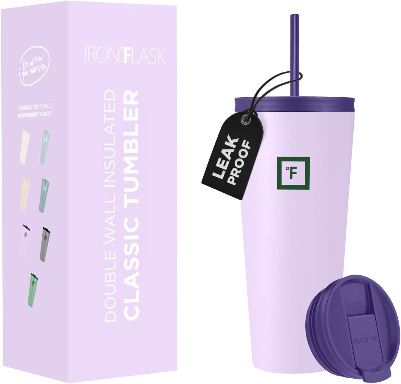 IRON °FLASK Classic Tumbler 2.0, Special Tumbler with 2 Lids (Straw/Flip), Innov...