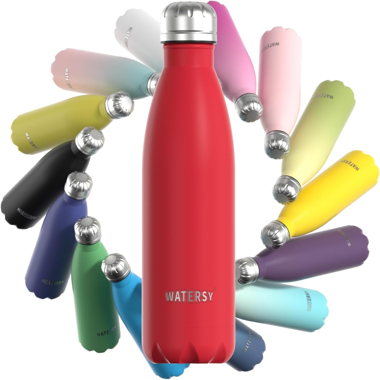 Stainless Steel Insulated Water Bottle, WATERSY Double Walled Metal Vacuum Flask...