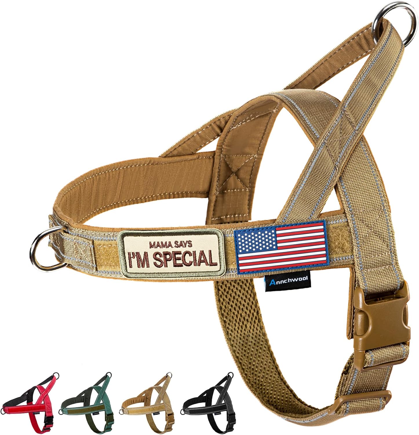 Annchwool No Pull Dog Harness with Soft Padded Handle,Reflective Strip Escape Pr...