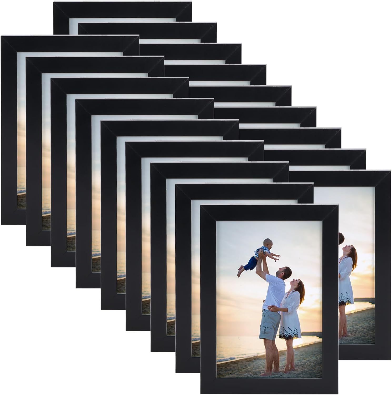 Hoikwo 18 Packs 3.5x5 Small Black Multi Picture Frames Set for Family Photos, Ar...