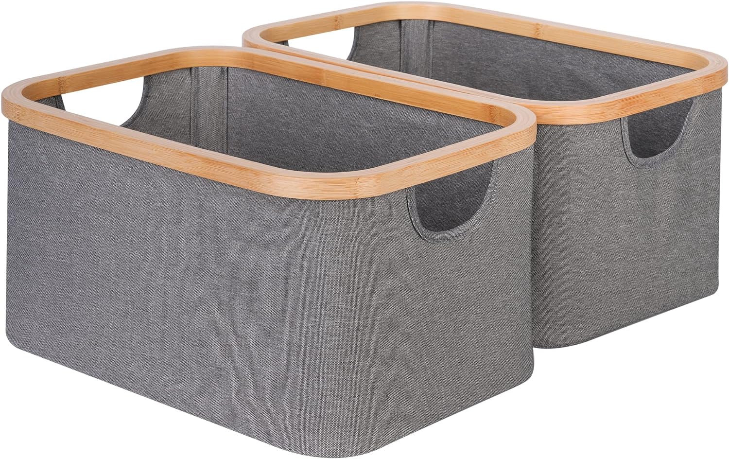 Storage Baskets for Organizing, Unique Fabric Storage Bins with Bamboo Handles,...