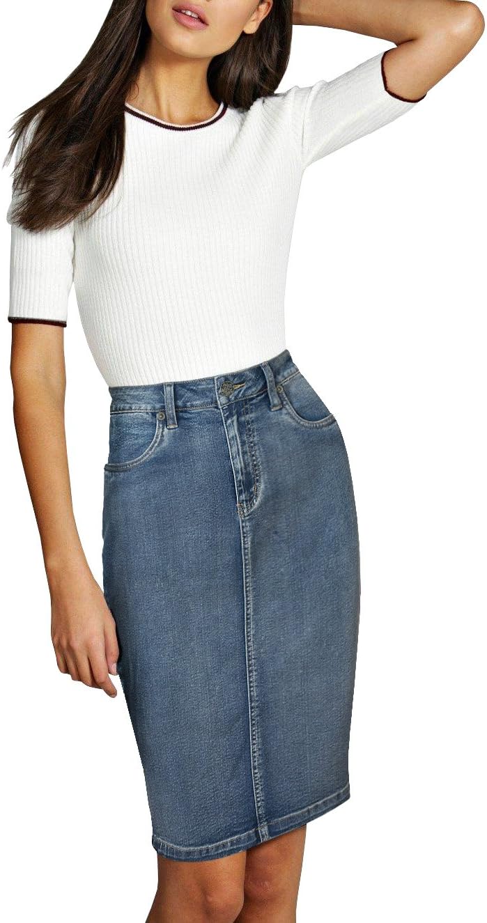 Lexi Women's Skirt, Super Comfy Stretch Denim Pencil Skirt, Special Denim Skirt...