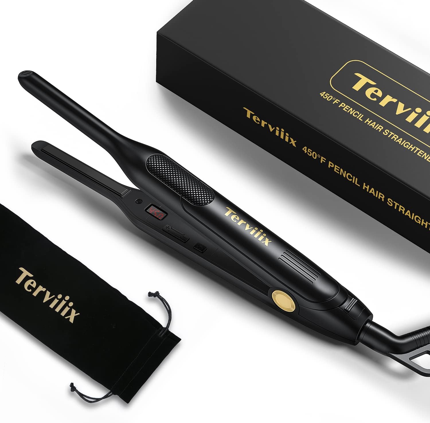 Terviiix Pencil Flat Iron for Edges & Short Hair, 3/10 Inch Small Hair Straighte...