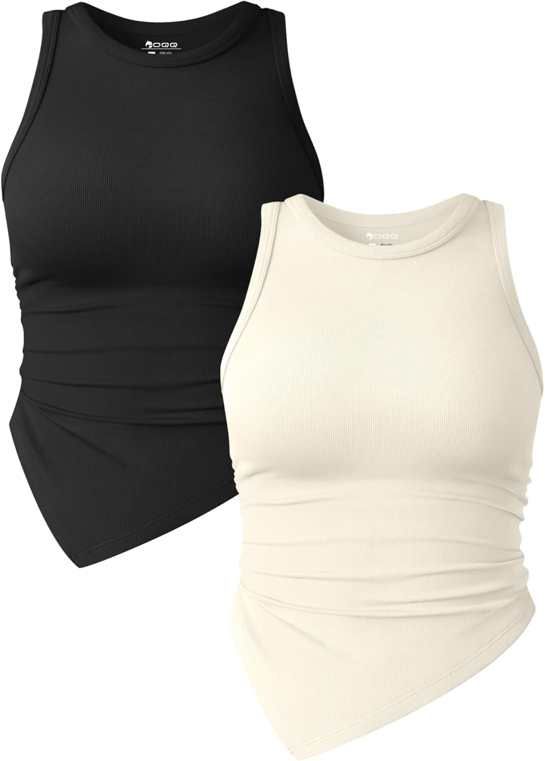 OQQ Women's 2 Piece Tank Tops, Special Sleeveless Basic Stretch Tee Shirts, Uniq...