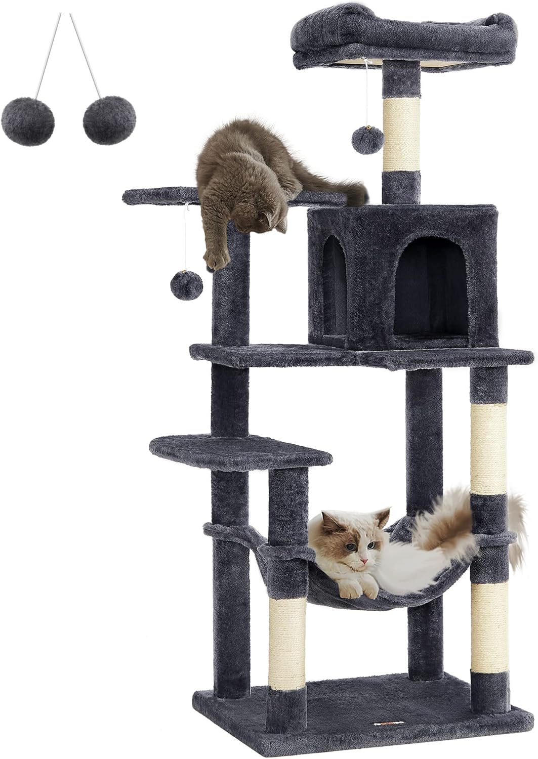 Feandrea Cat Tree, Unique Cat Tower for Indoor Cats, Multi-Level Cat Condo with...