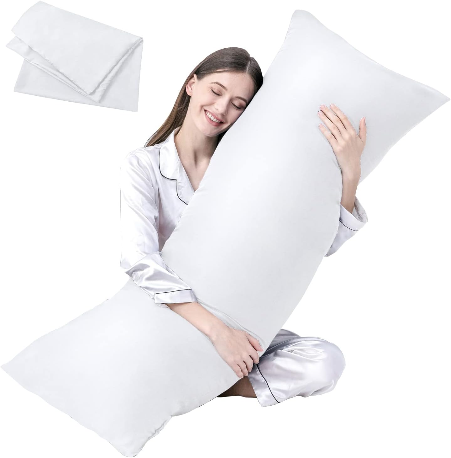 DOWNCOOL Luxury Full Body Pillow Insert with Fiber Cover - Ultra Soft Body Pillo...
