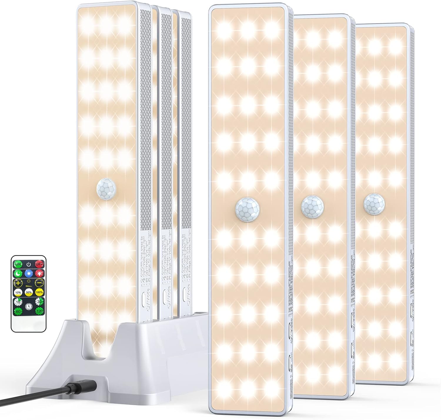 LED Closet Light with Charging Station, 30LEDs Rechargeable Motion Sensor Under...