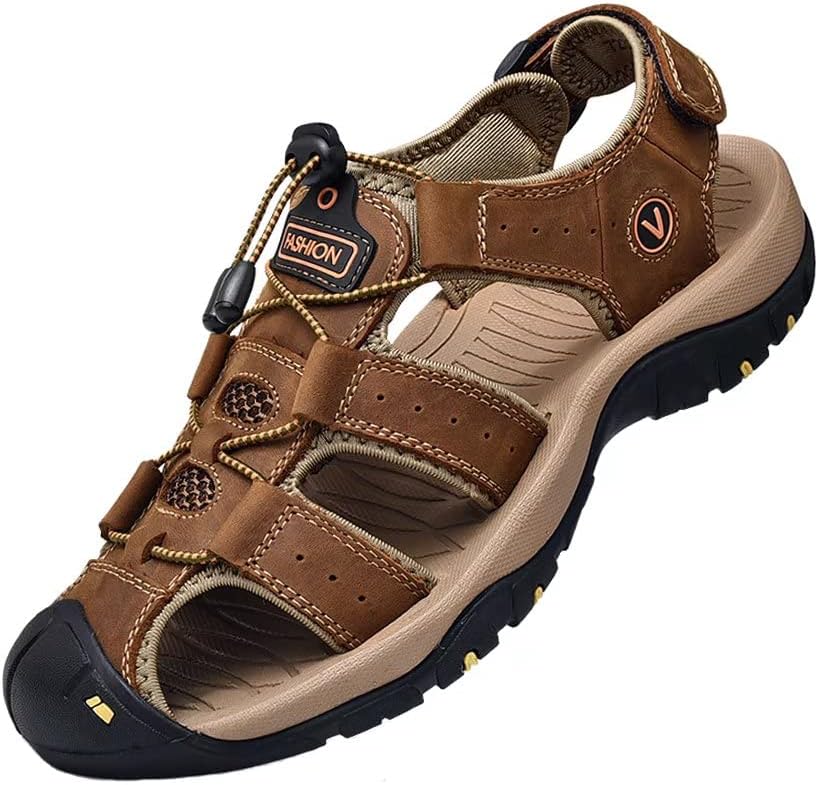 Sports Outdoor Sandals Summer Men's Beach Shoes Closed-Toe Shoes Leather Casual...
