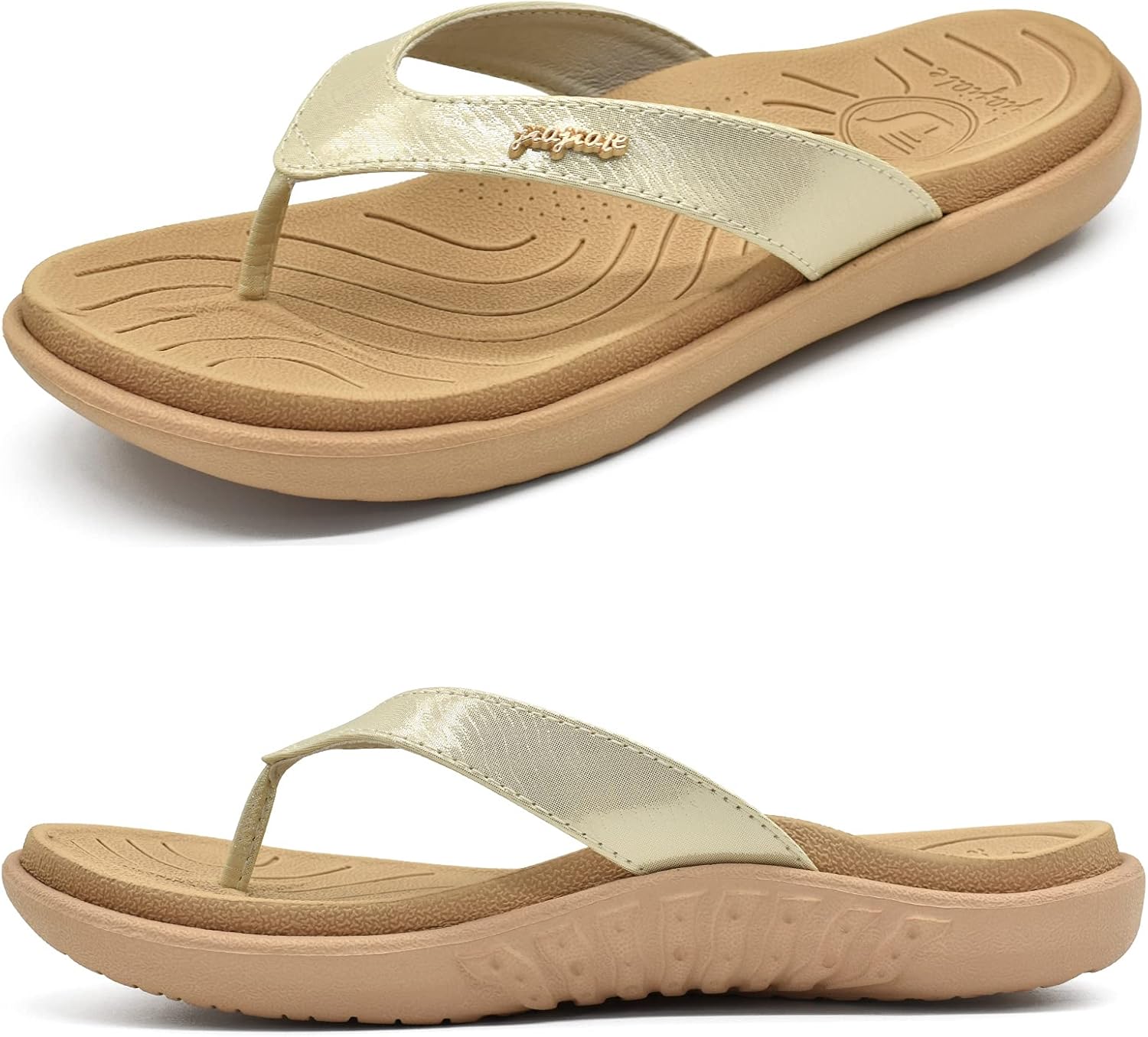 jiajiale Womens Fashion Orthotic Flip Flops Ladies Lightweight Comfortable Thick...
