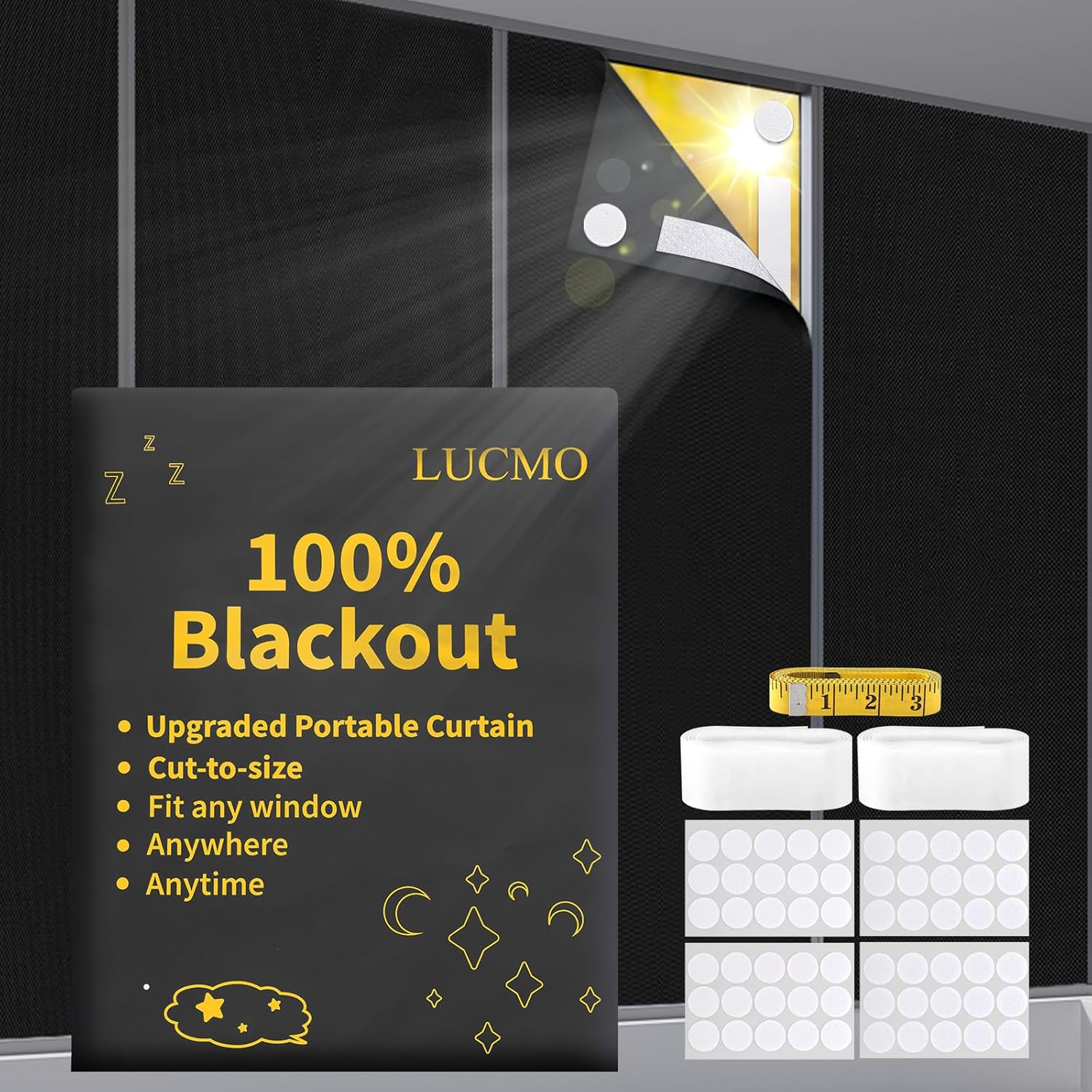 LUCMO Blackout Blinds 200 x 145 CM, 100% Blackout...