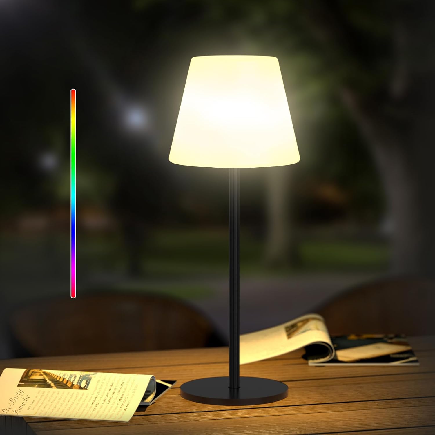 Ecvivk Outdoor Table Lamp LED Battery Operated Table Lamp Cordless Waterproof Ou...