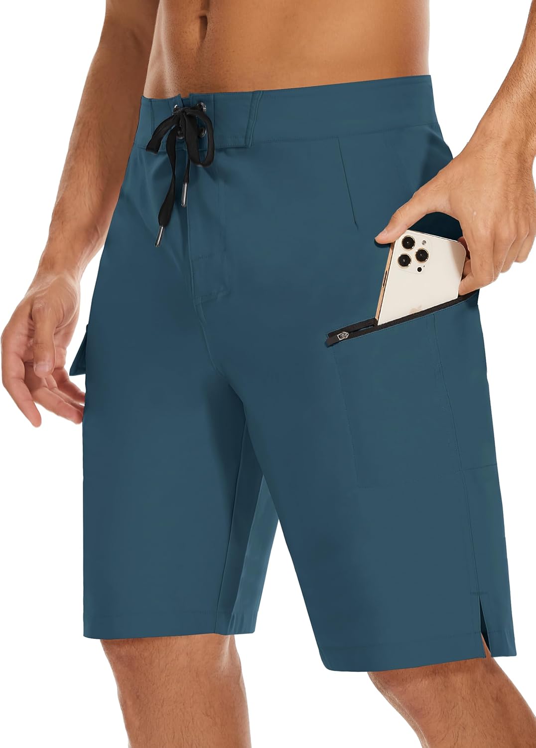 Men's 22" Board Shorts, Special No Lining Swim Shorts with Zipper Pockets, Innov...