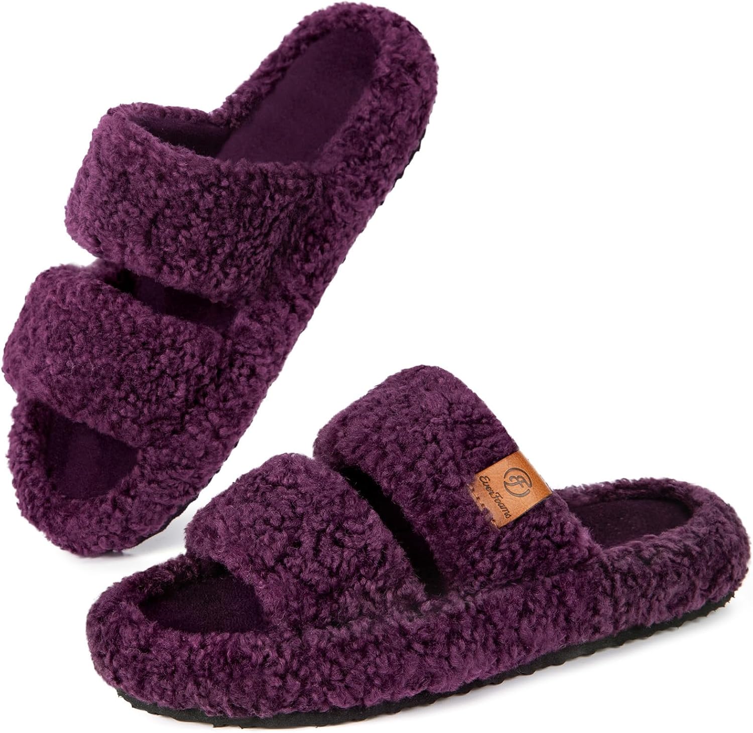 EverFoams Womens Slippers, Special Fuzzy Open-toe Slippers, Innovative Soft Comf...