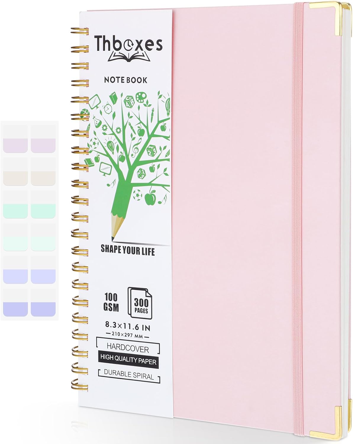 A4 Spiral Notebook, 300 Pages/150 Sheets Wirebound Spiral Notepad 100gsm Thick P...