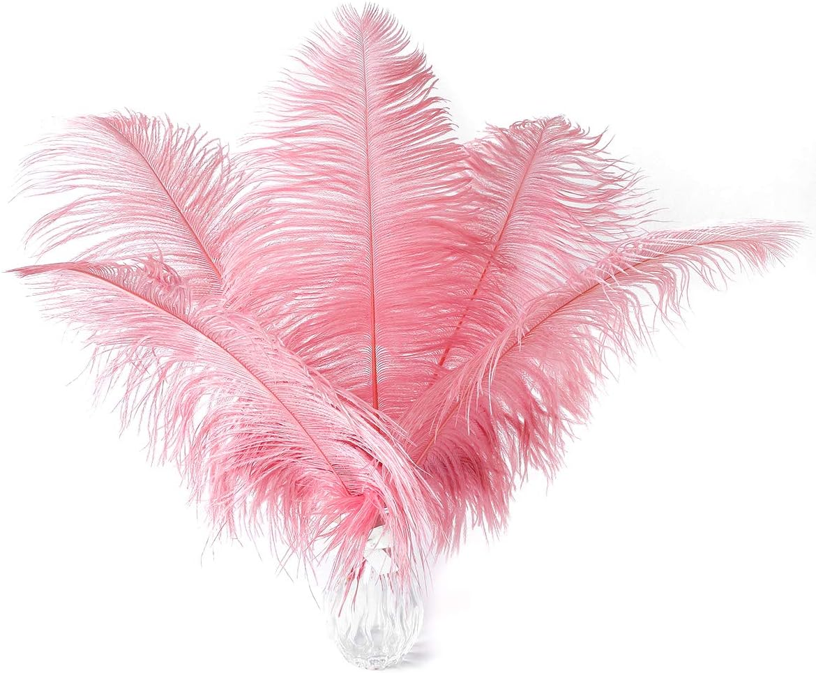 Natural Lotus Pink Ostrich Feathers, Special 24pcs Feathers for Wedding Party Ce...
