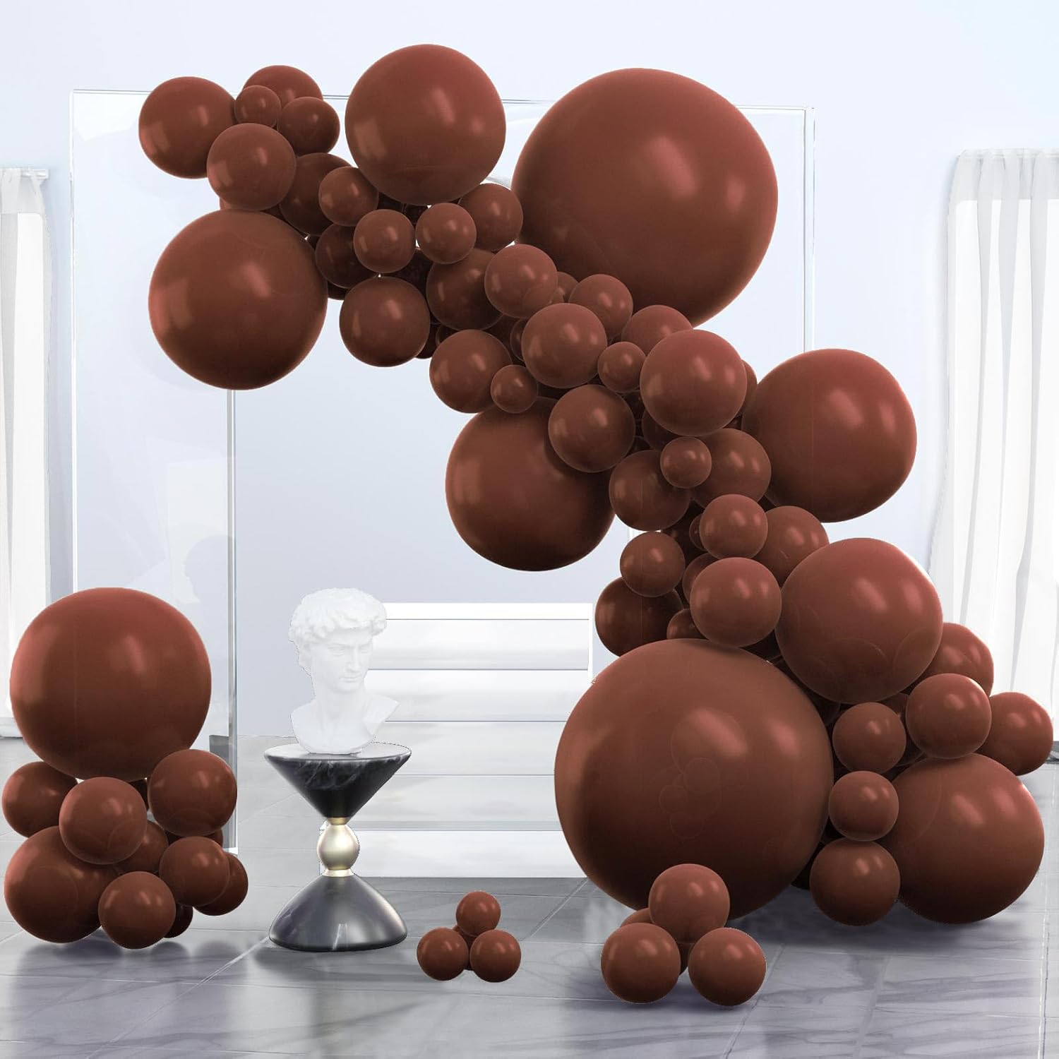 PartyWoo Dark Brown Balloons, Innovative Balloons Different Sizes Pack, Unique C...