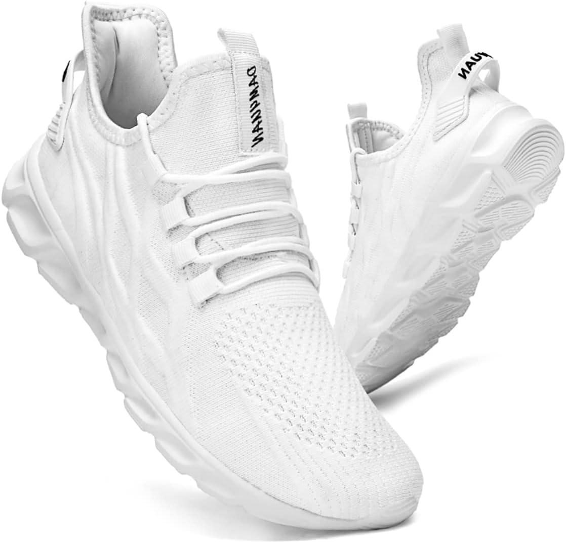 CAIQDM Mens Trainers Running Shoes Leisure Sneakers Mesh Walking Gym Tennis Shoe...