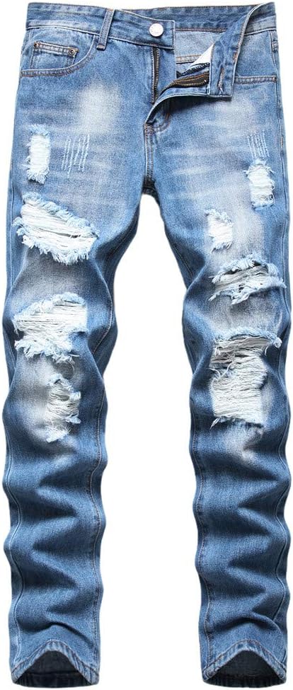 AITITIA Men's Ripped Regular Fit Jeans 28 332 Blue