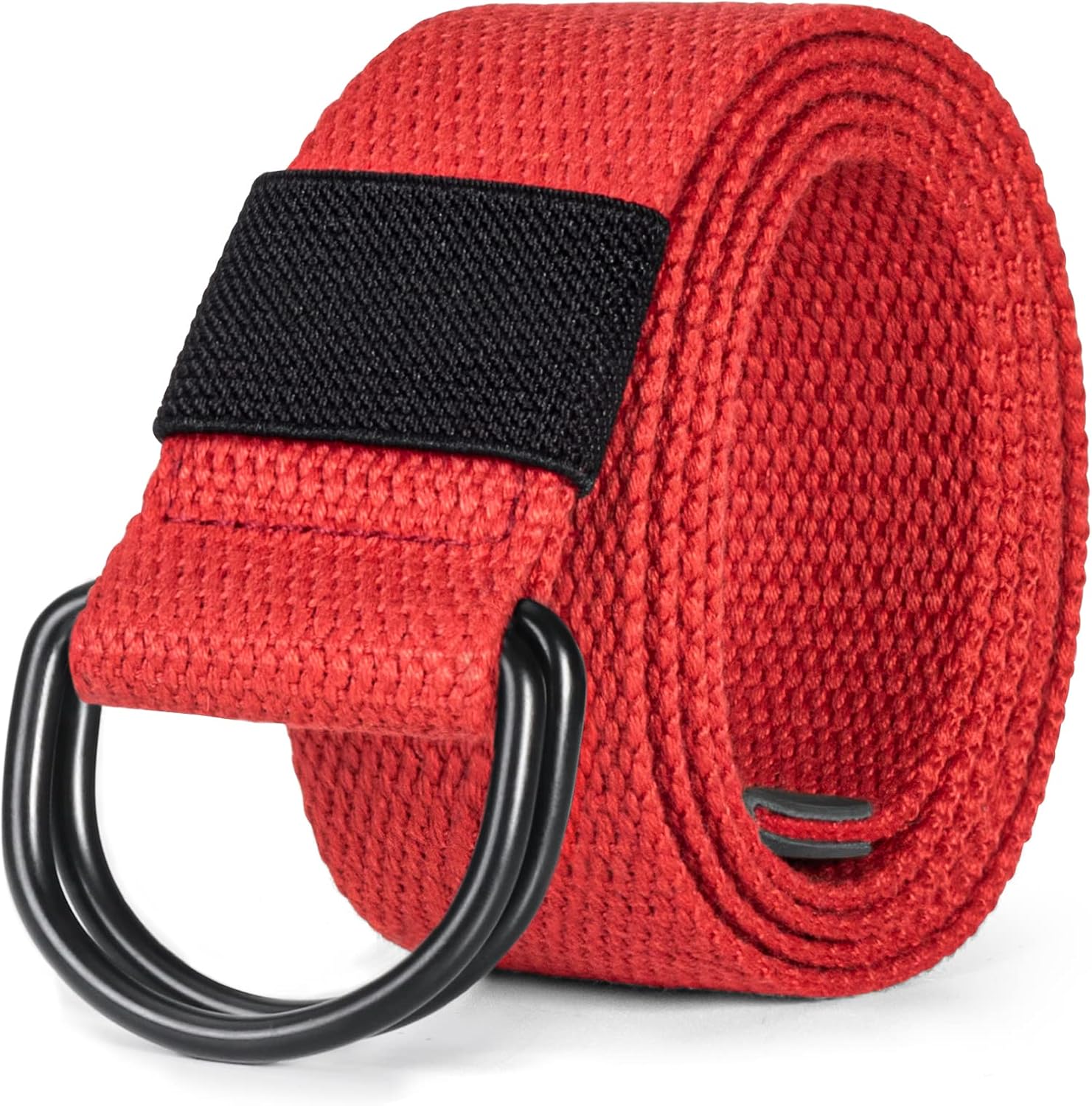 maikun Mens & Womens Canvas Belt with Black D-ring 1 1/2" Wide Extra Long Solid...