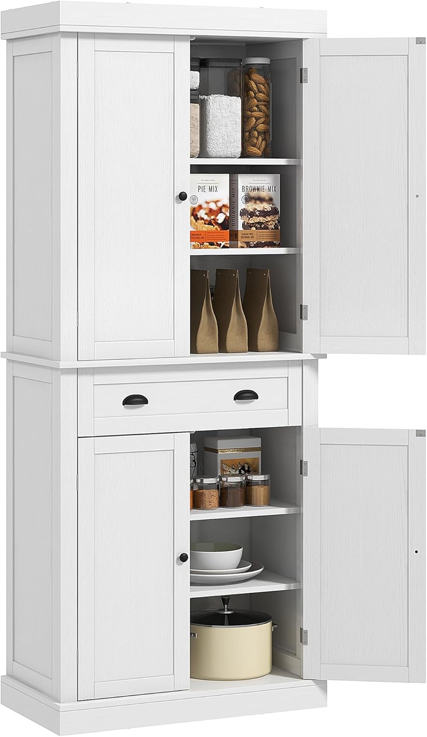 HOMCOM 72.5" Kitchen Pantry Cabinet, Special Storage Cabinet with Freestanding D...
