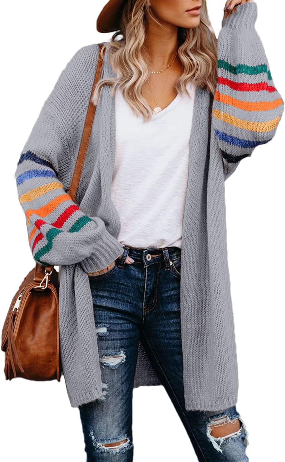 Dokotoo Women's Cardigans, Special Long Open Front Sweaters, Innovative Striped...