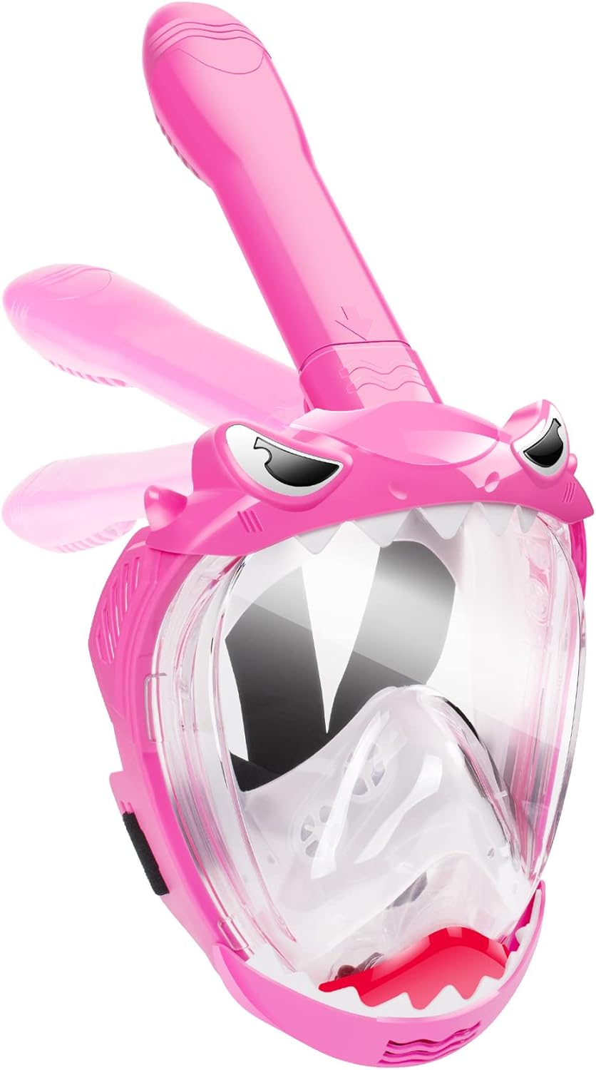 Full Face Snorkel Mask for Kids, Kids Snorkeling Set 180 Degree Panoramic View,...