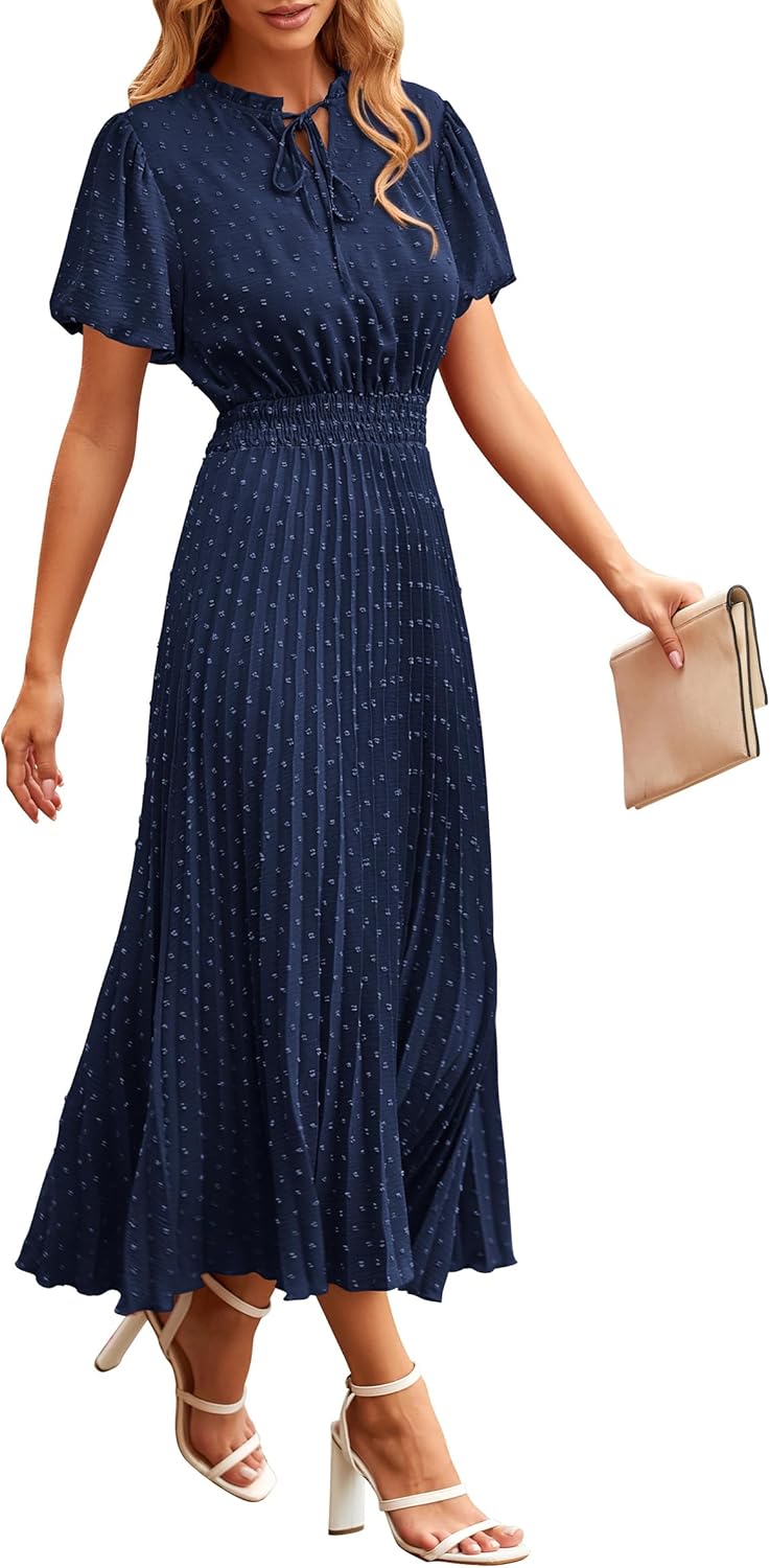 High-Quality PRETTYGARDEN Women's Summer Midi Dresses, Special Puff Short Sleeve...