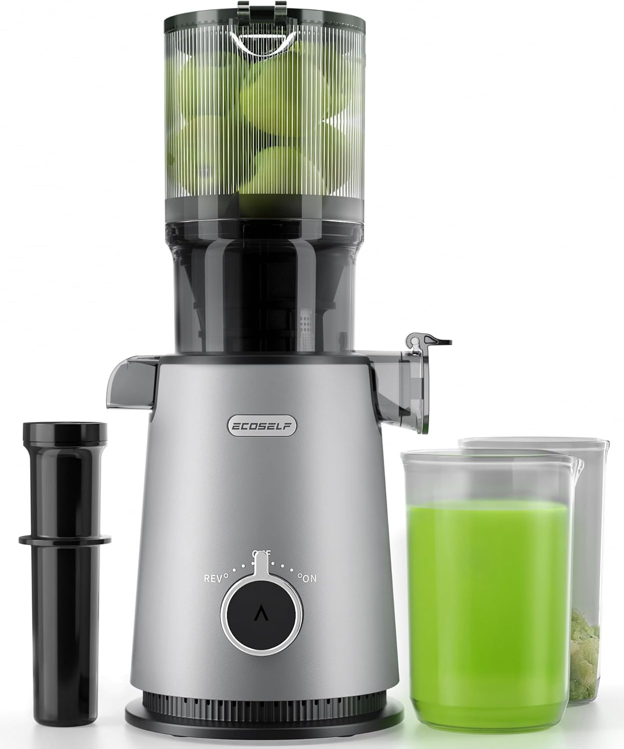 Cold Press Juicer, ECOSELF Slow Masticating Juicer with 4.35" Large Feed Chute F...