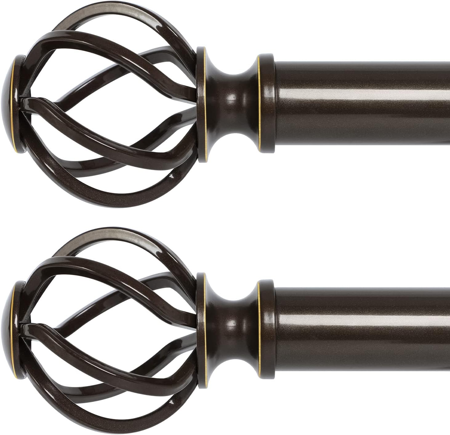 2 Pack Curtain Rods for Windows 48 to 84 Inch(4-7 Feet),3/4" Diameter Bronze Dra...