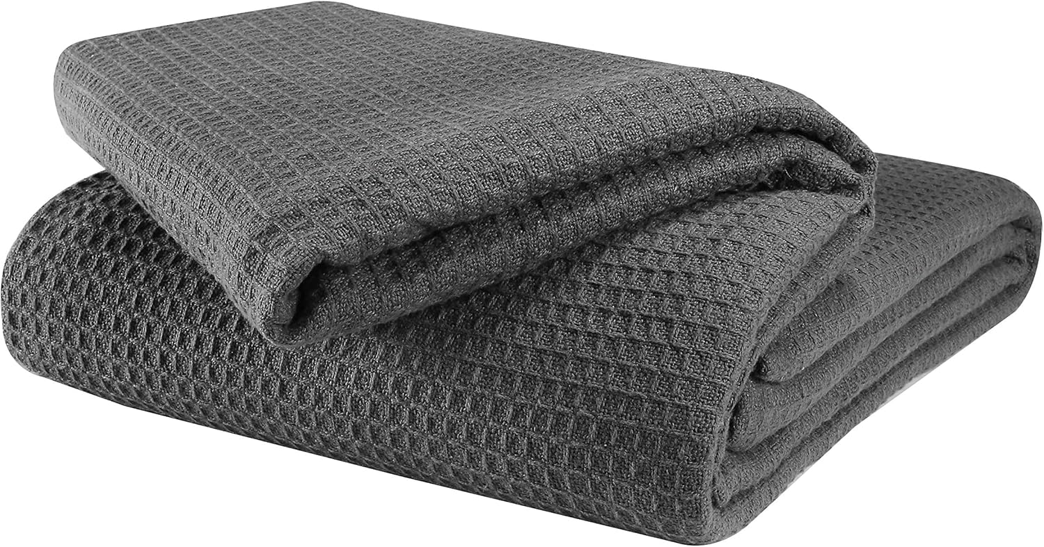 Glamburg 100% Cotton Thermal Blanket, Breathable Bed Blanket King Size, Soft Waf...